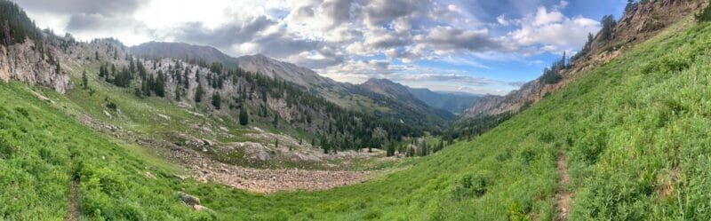 Trail running scenery wide shot